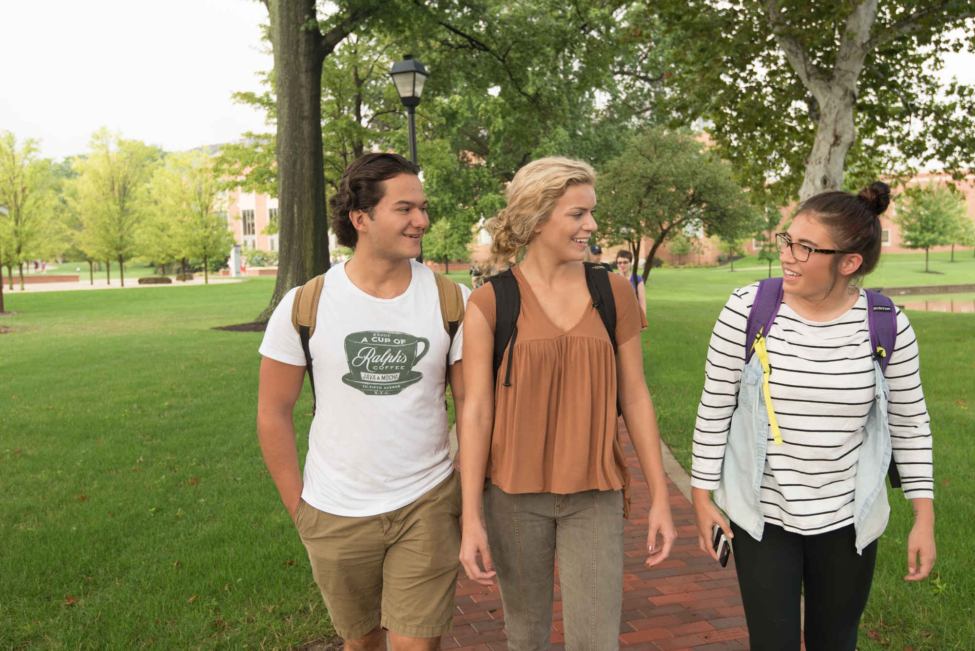 Students walking on campus at the University of Mount Union.