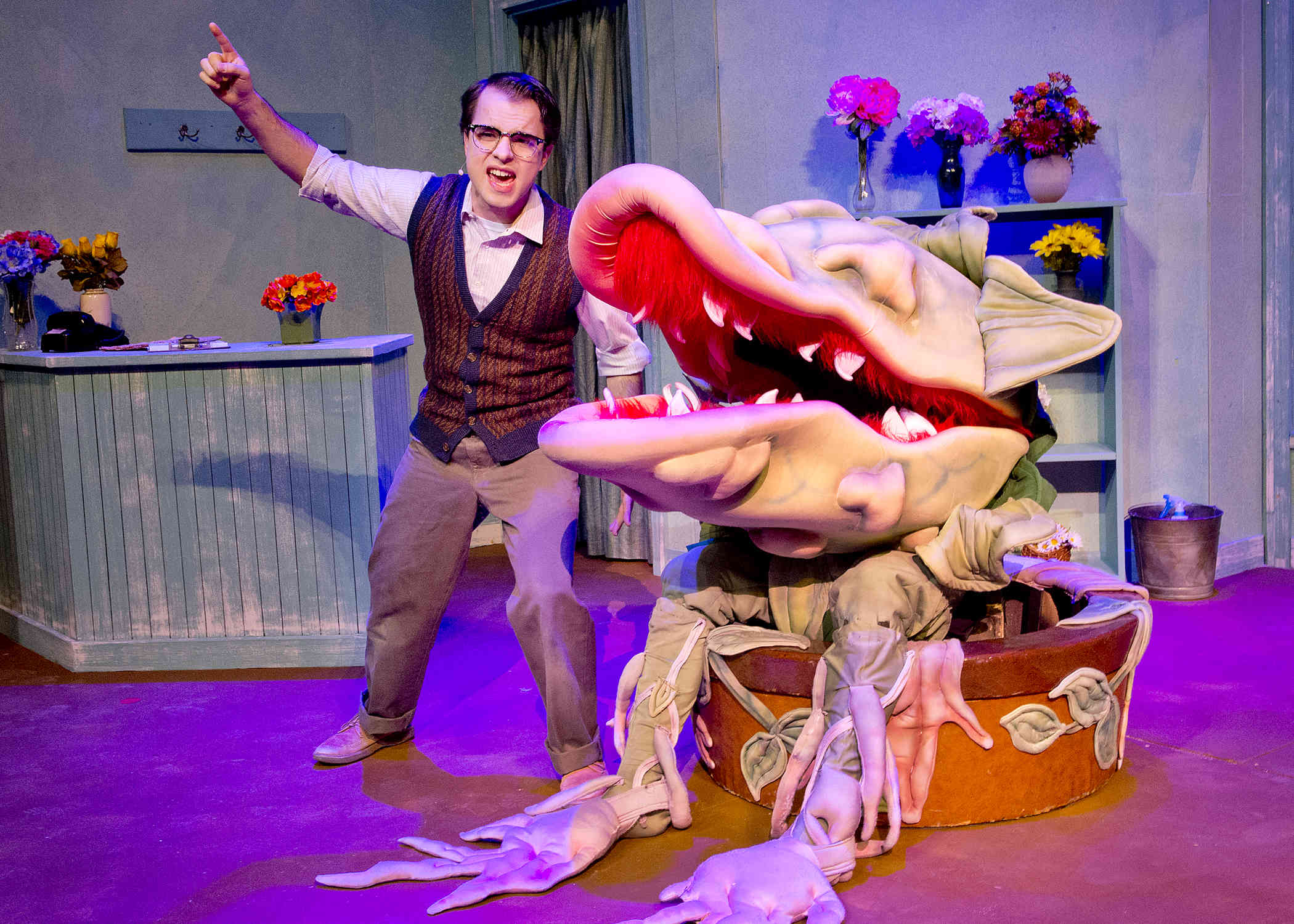 Mount Union student performing in the musical Little Shop of Horrors