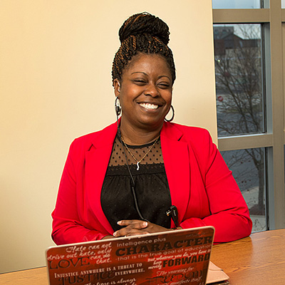 trenessa wood sitting at desk