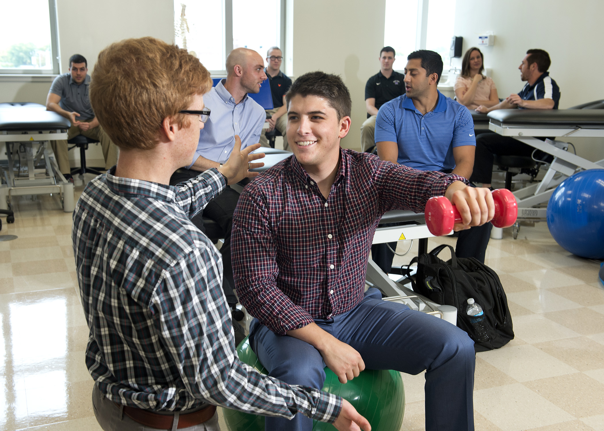 PT students learning in a lab