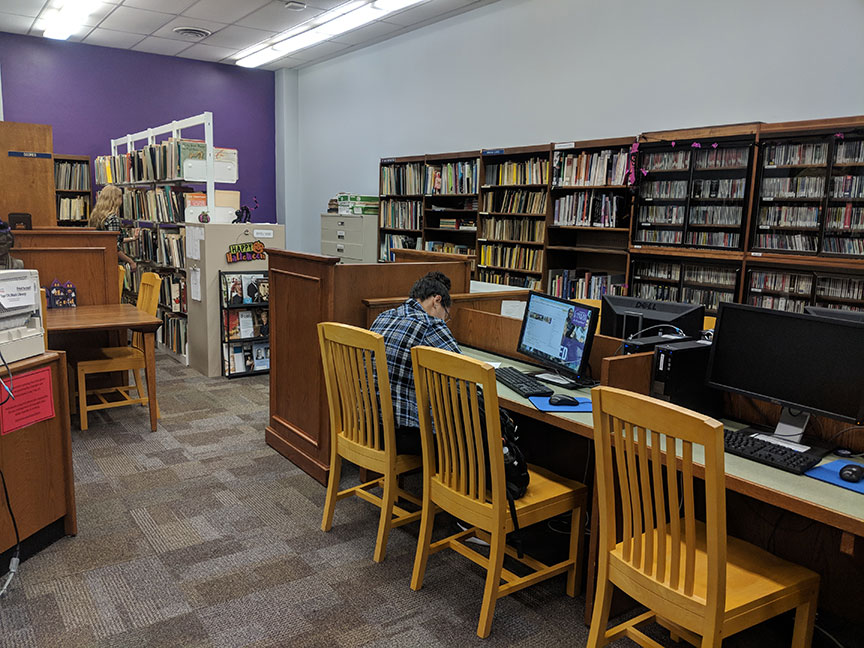 Student Utilizing the Sturgeon Music Library