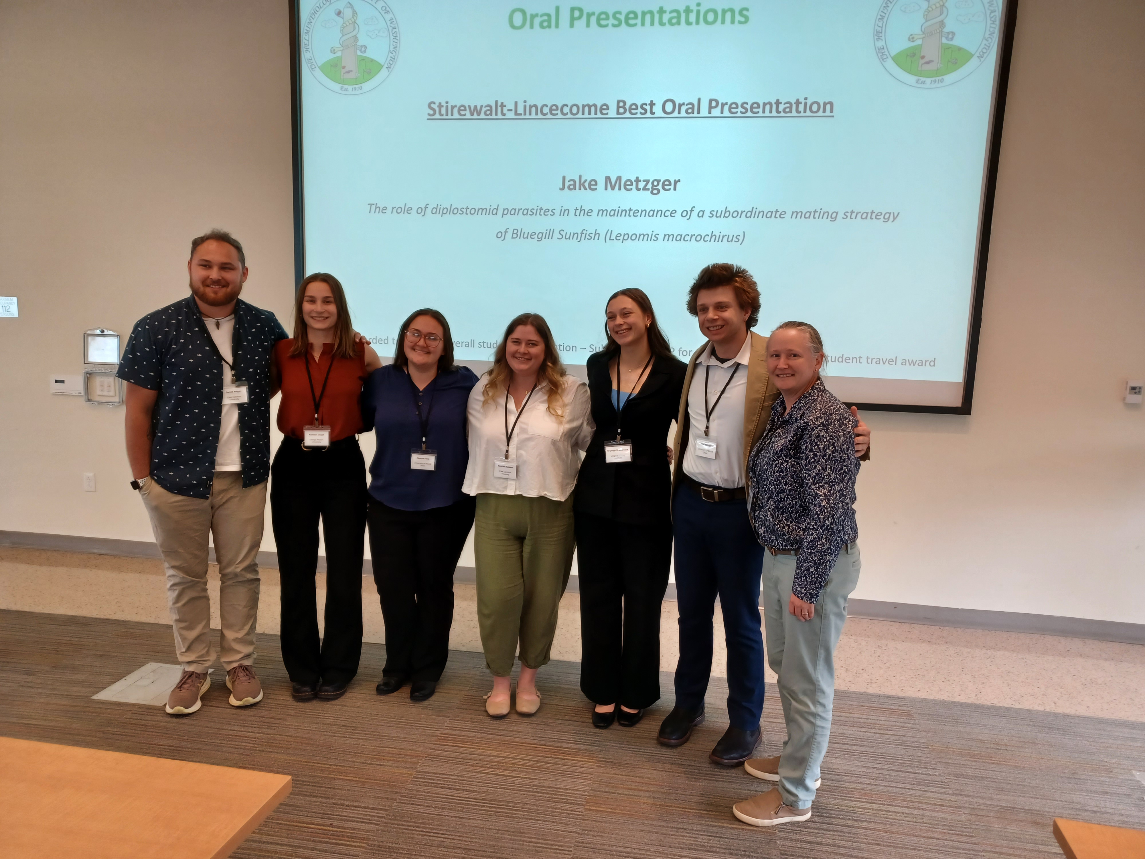 Group of students standing in front of presentation