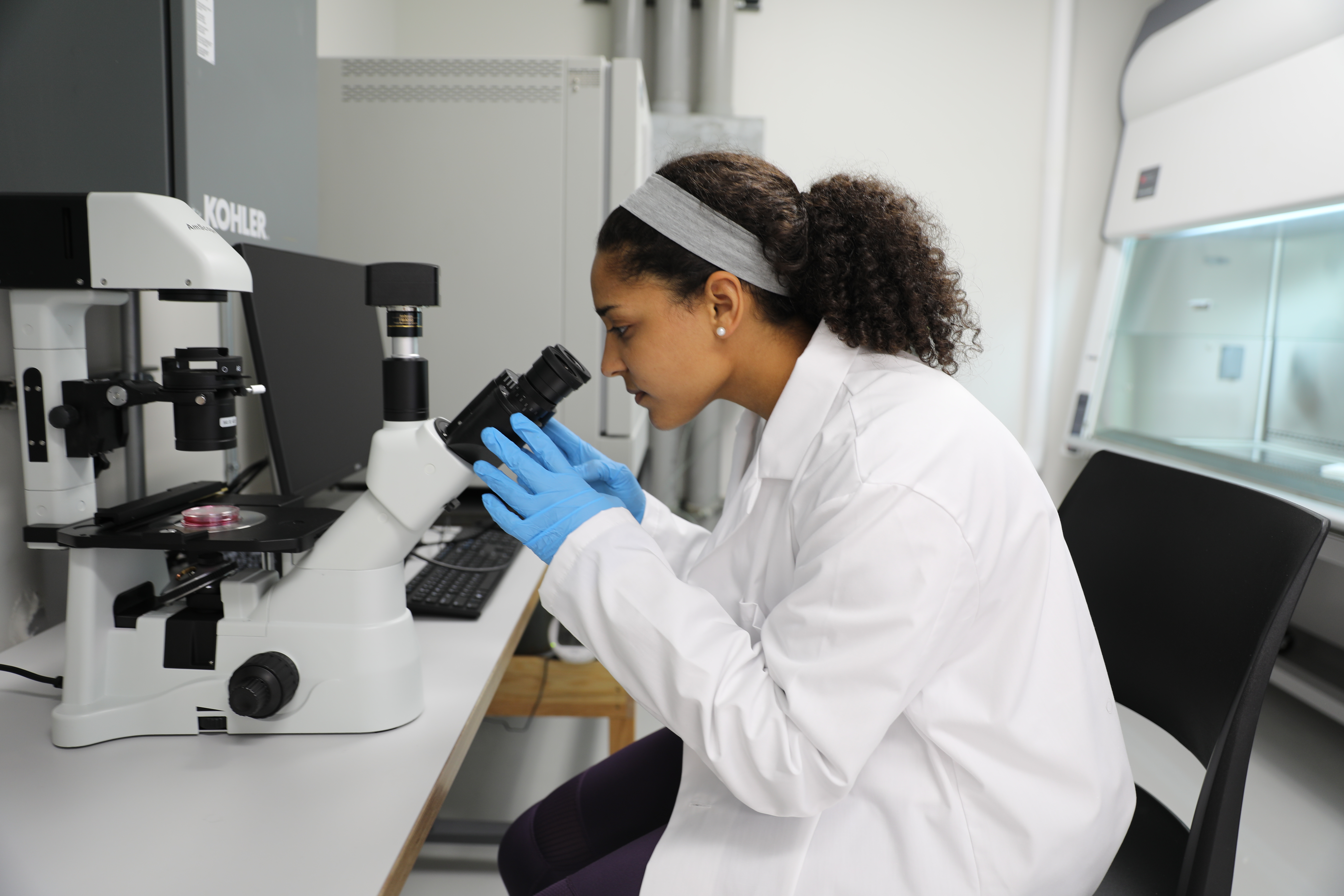 Mount Union biomedical engineering student working in a lab.