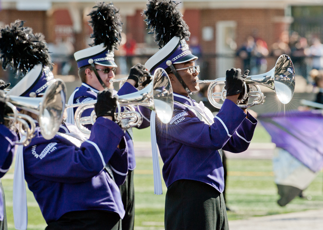 marching band performers on field