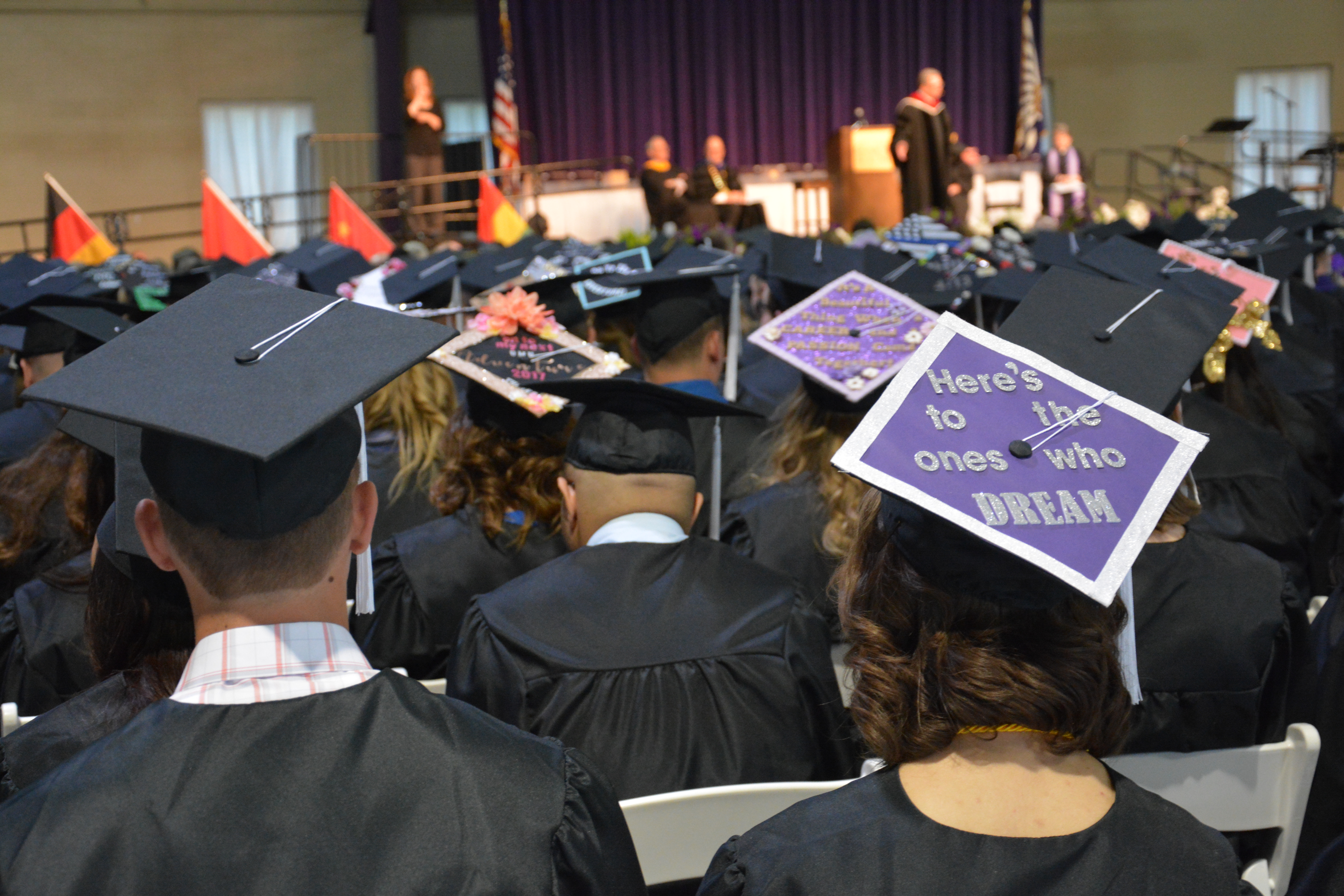 University of Mount Union students in cap and gown at Commencement ceremony 