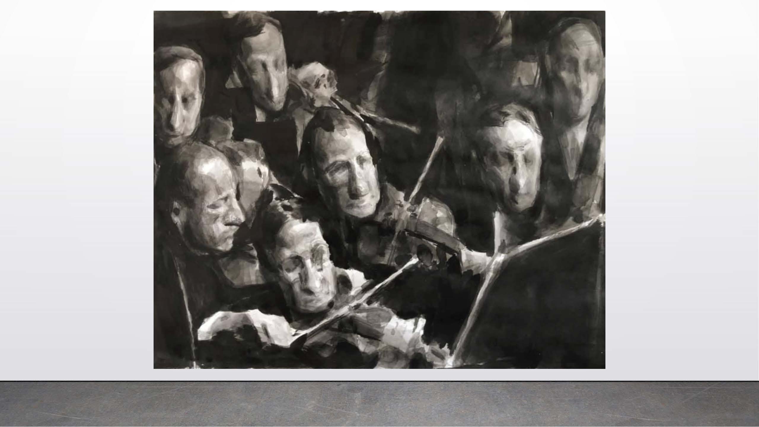 Michael Schmidt      Orchestra VI, 2020      Ink on paper.       14”x11”