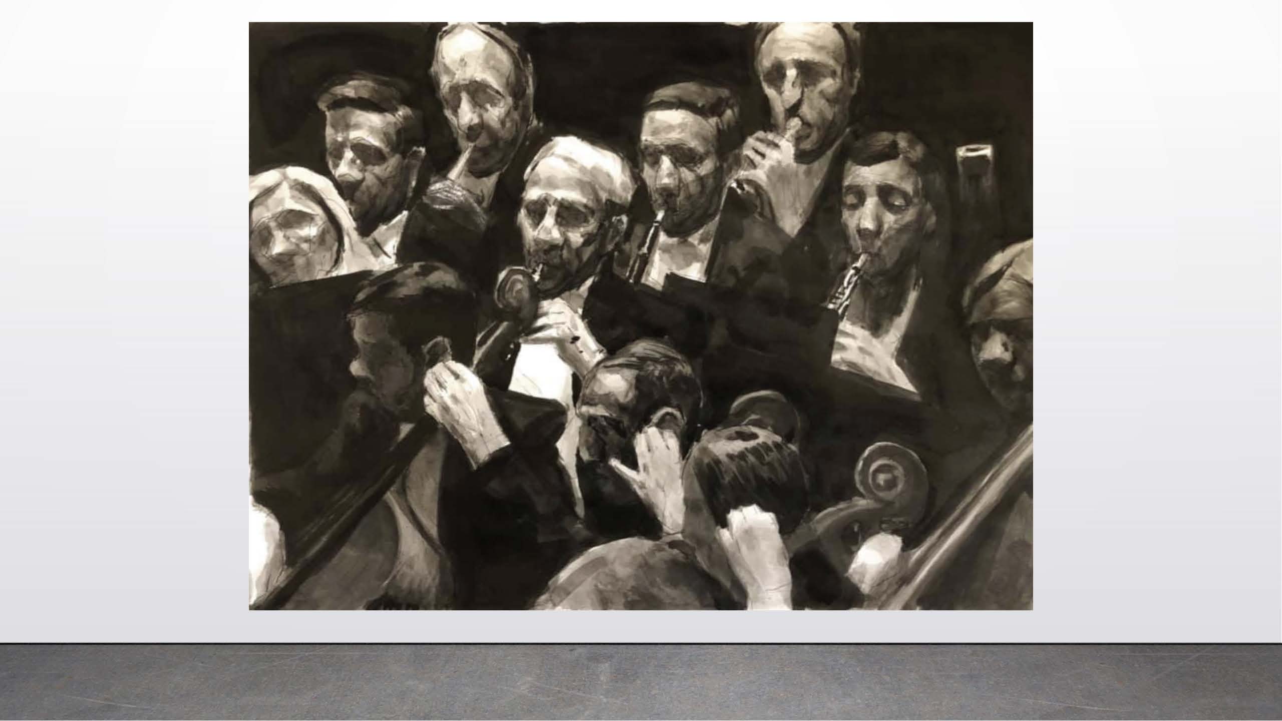 Michael Schmidt      Orchestra VII, 2020      Ink on paper.       14”x11”