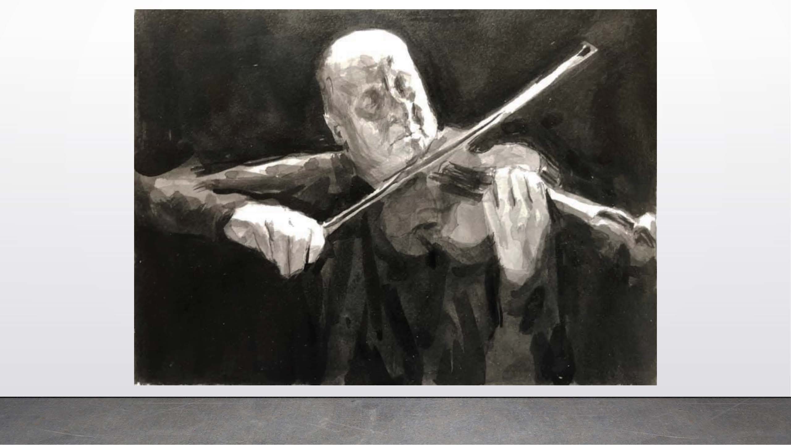 Michael Schmidt      Violinist, 2020      Ink on paper.      7”x5”