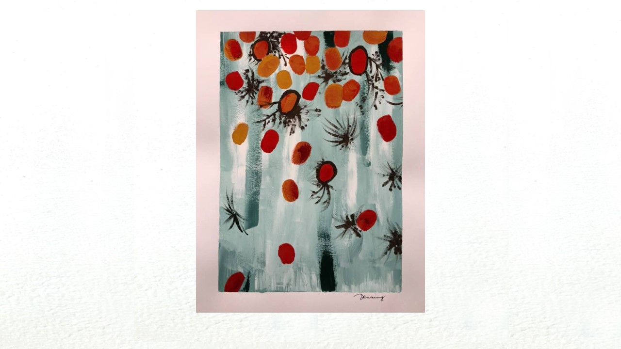 Susan Denning, “Jellybean Dress”, gouache on paper. 