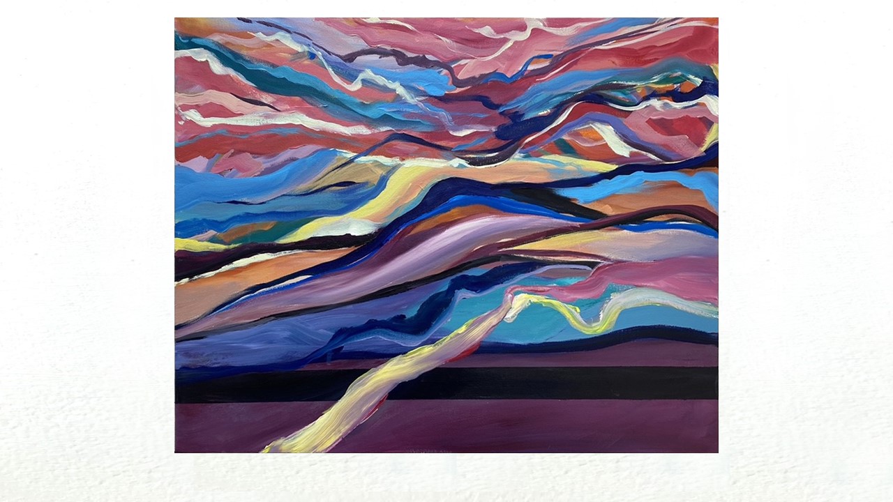 Amber Hume, “Rolling Cascade”, acrylic on canvas