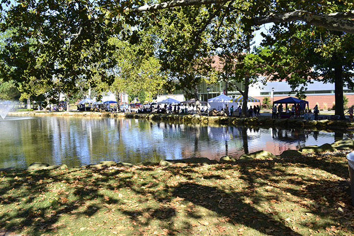 Vendors set up around the campus lakes for the annual ArtFest event