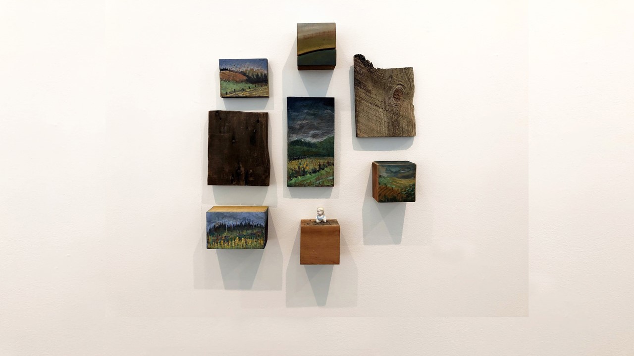 Joan Staufer, Continuum (IV), mixed media on wood, 21”x23”, 2020. Price on Request