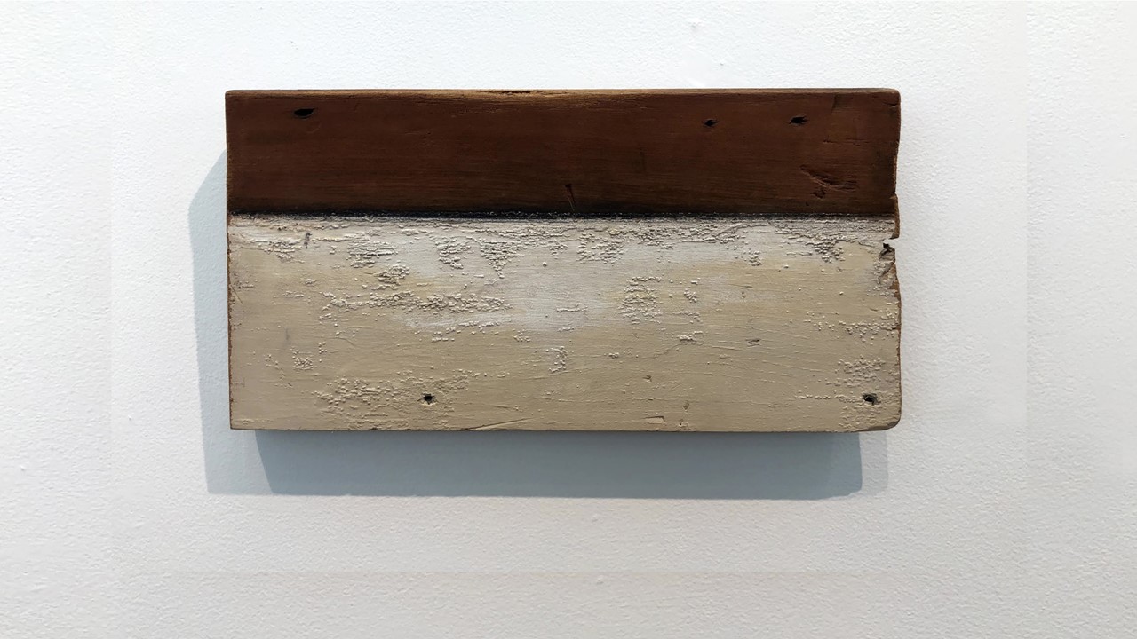 Joan Staufer, Peace, mixed media on wood, 19”x 9.5”, 2020. Price on Request