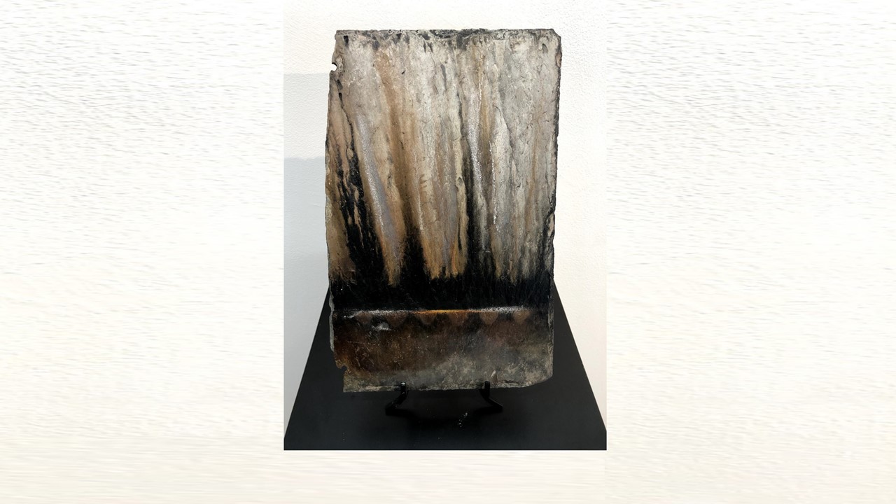 Joan Staufer, Event, mixed media on slate, 8”x12”, 2020. Price on Request