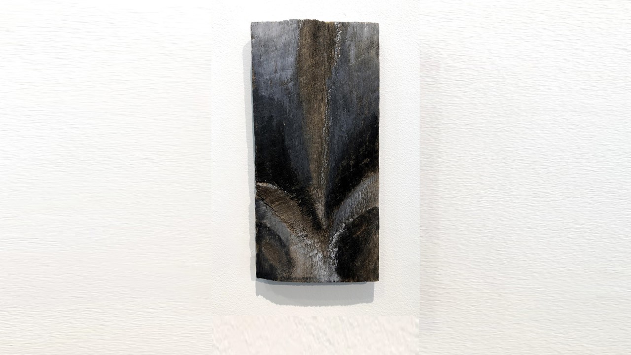 Joan Staufer, Birth, mixed media on wood, 6”x12.5”, 2017. Price on Request