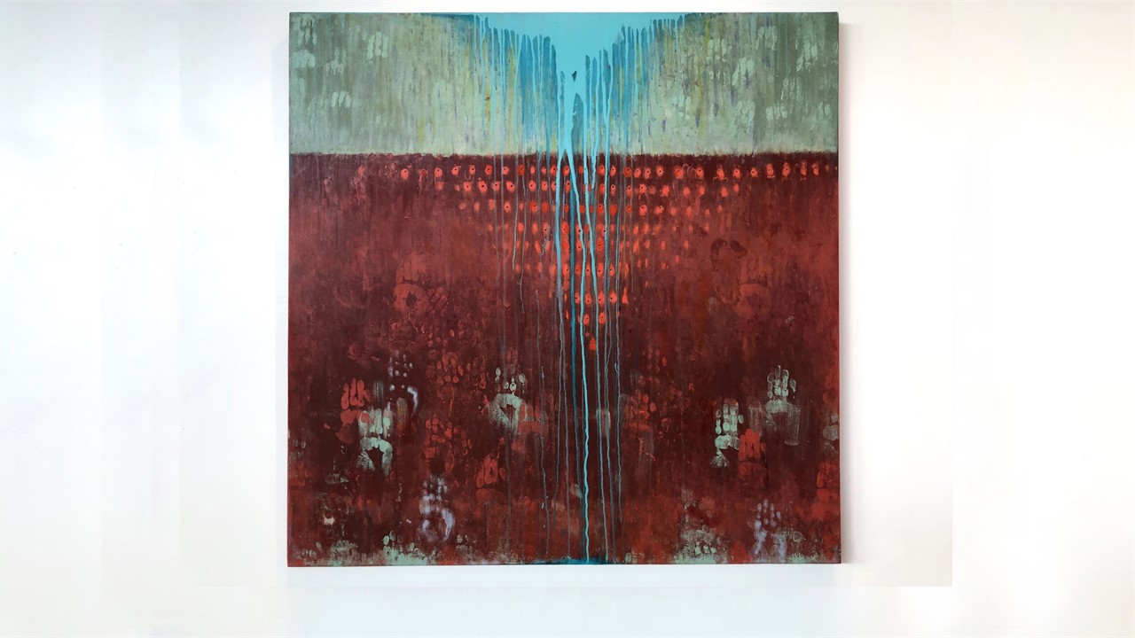 Joan Staufer, Departure, oil on canvas 48”x48”, 2017. Price on Request