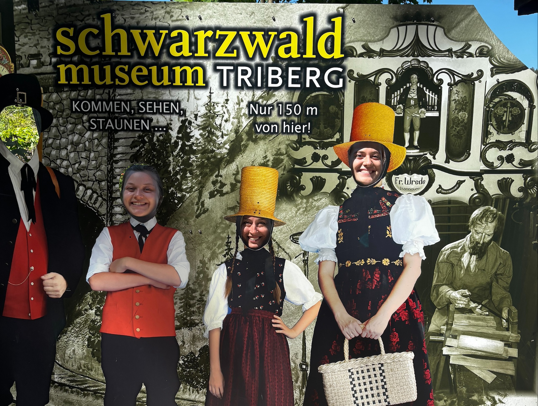 Brass '28 (far left) with two other students in Germany