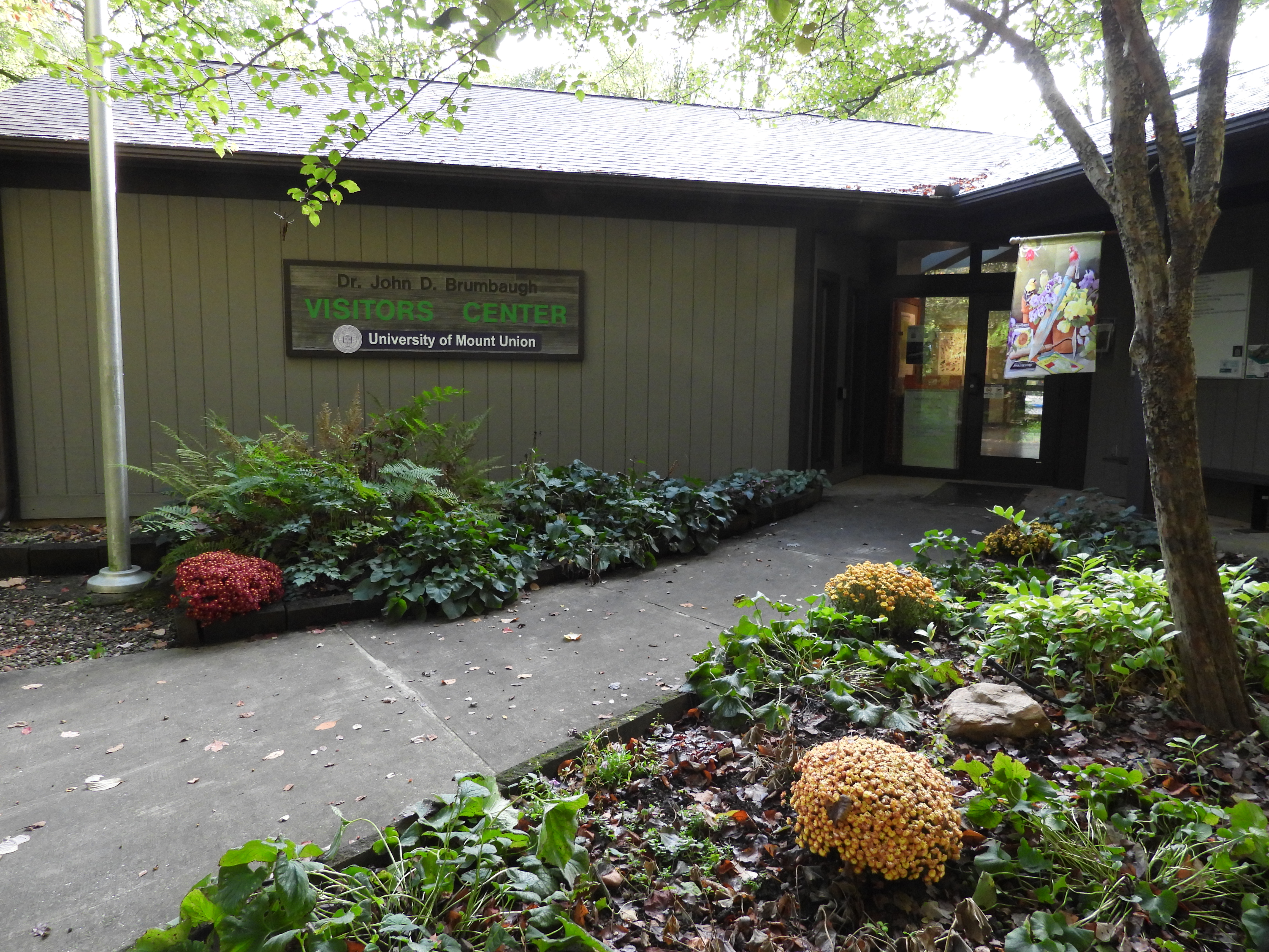 Huston-Brumbaugh Nature Center sign on a building