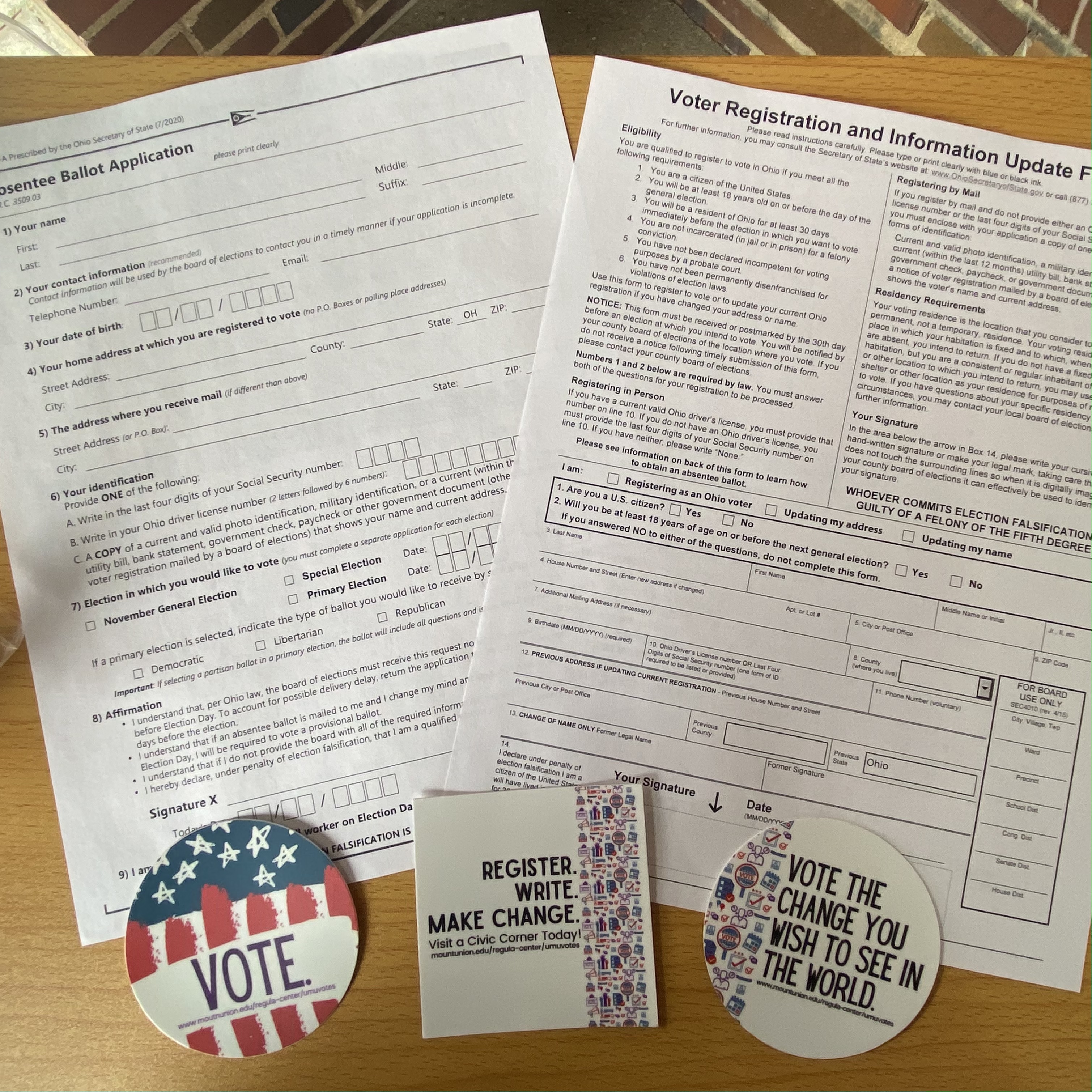 voter registration forms
