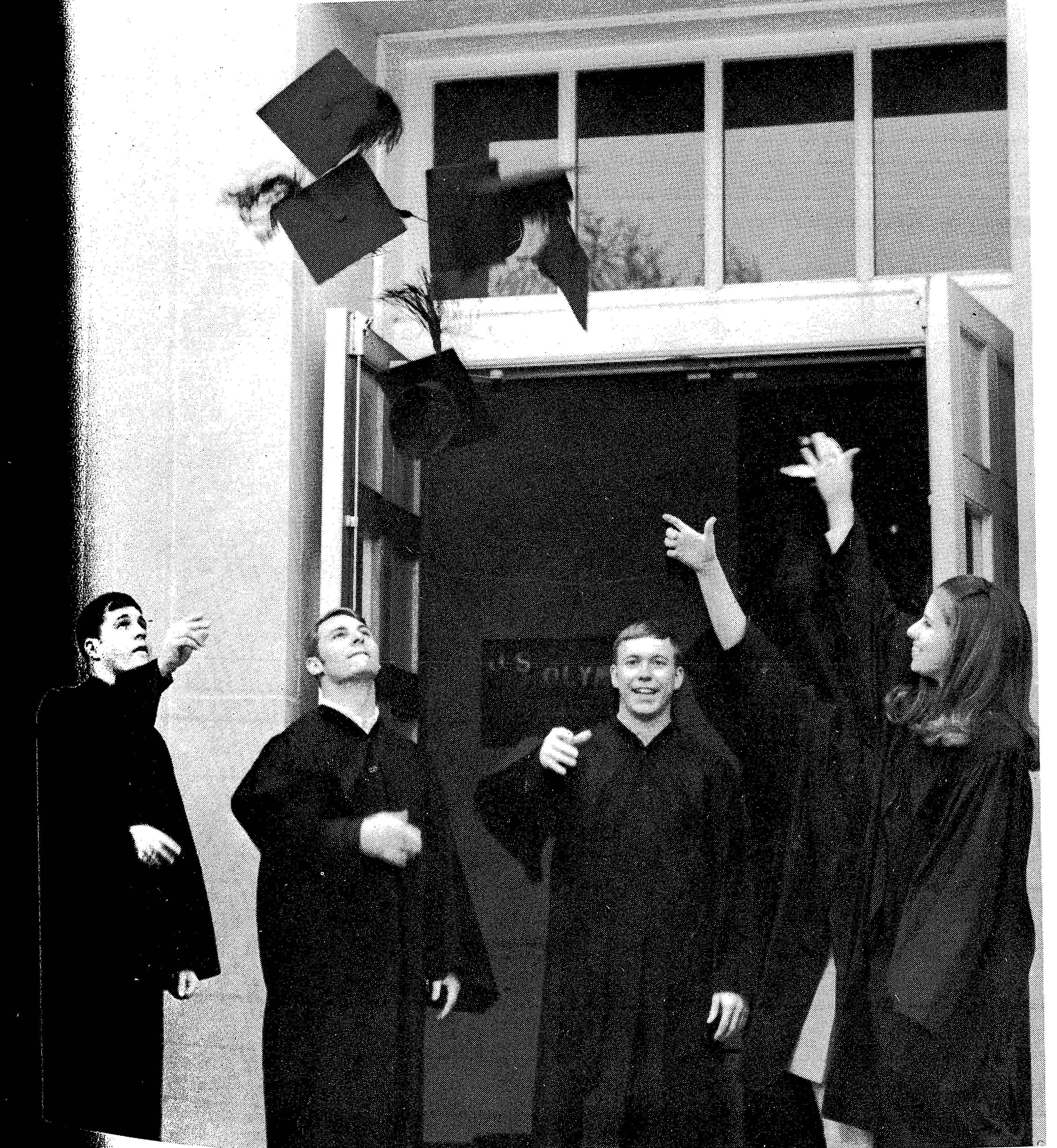 black and white photo of 1969 graduates