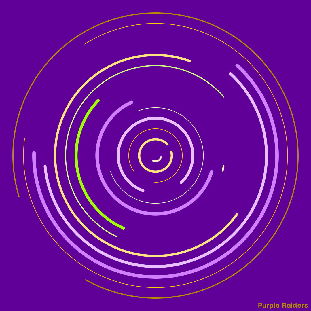 Circular graphic design on purple background