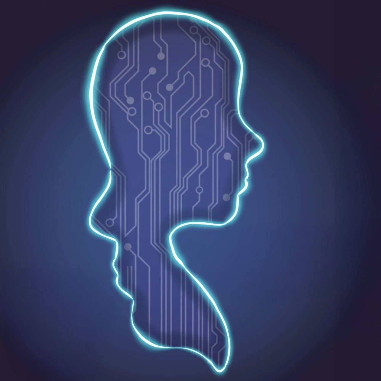 Blue outline of faces 