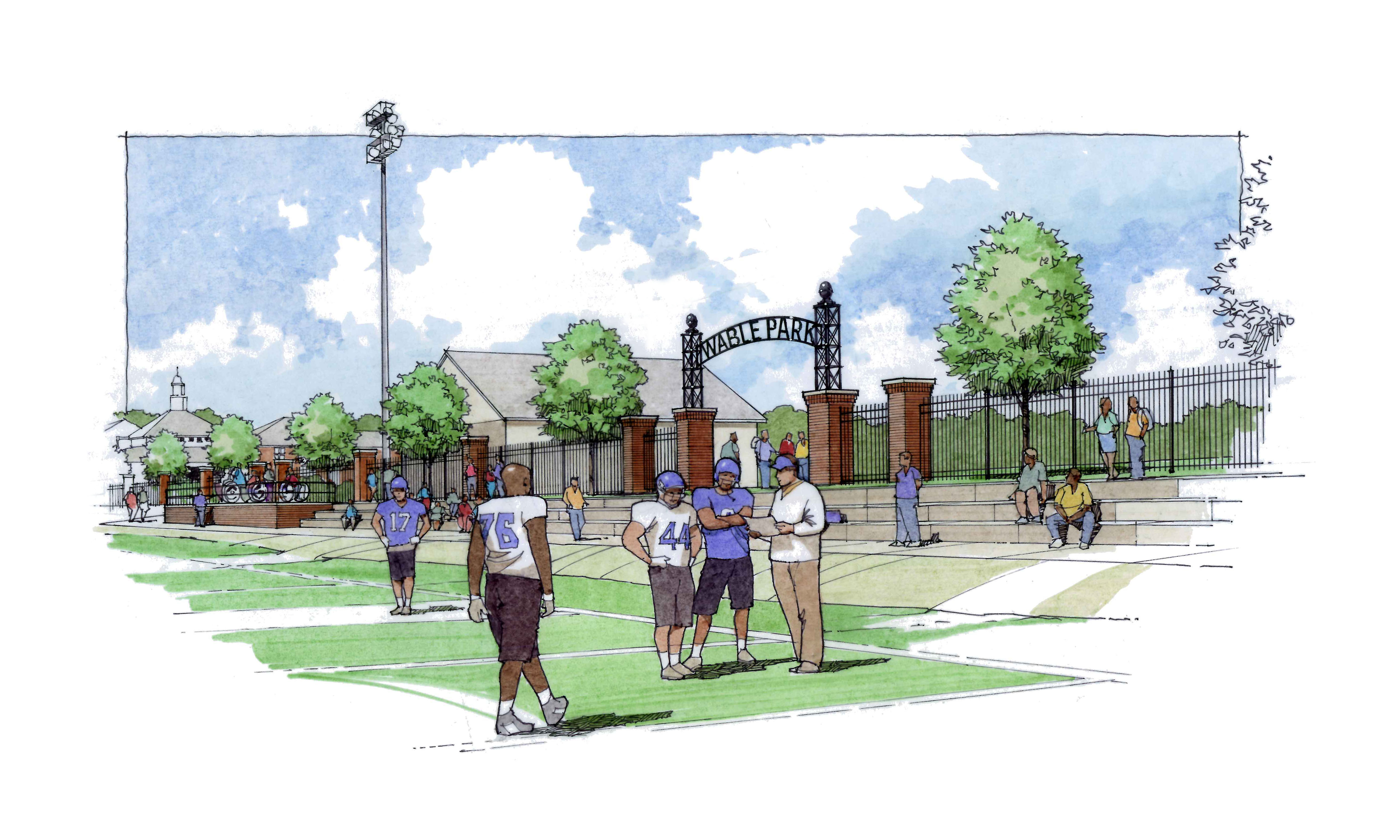 Artist rendering of Wable Park being used for football practice