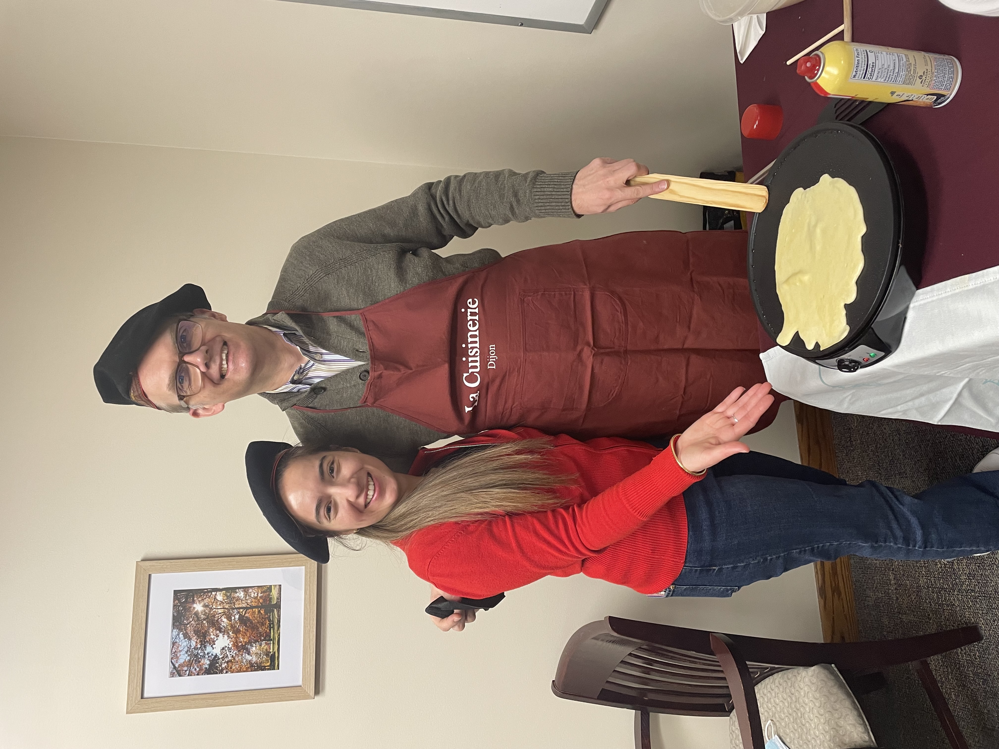 Amandine Lam with Assistant Professor in French, Bertrand Landry at a Sample the World event held on campus