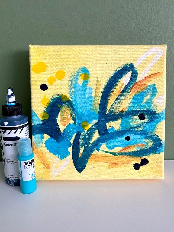 abstract painting with yellow and blue