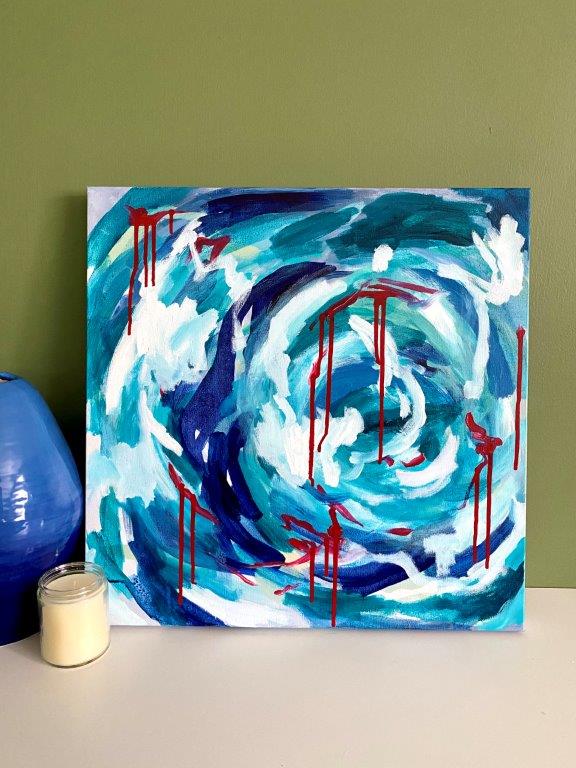 blue abstract painting by ellie chaddock