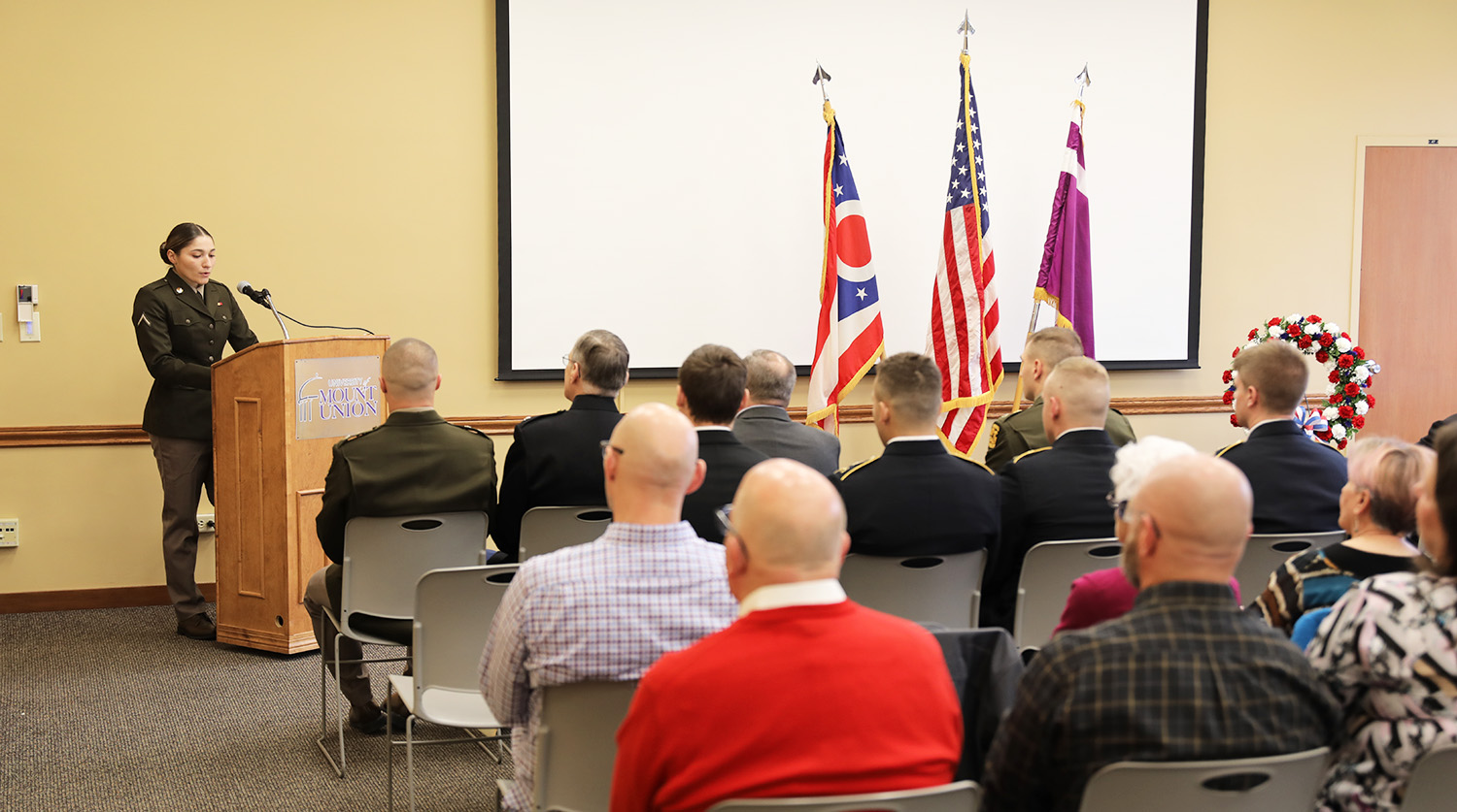 cadet speaking to audience