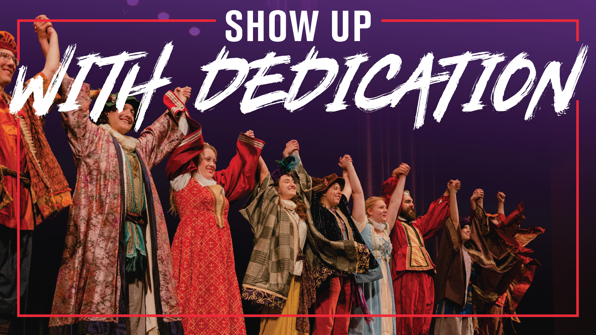 Mount Union students bowing on stage after a theatre production