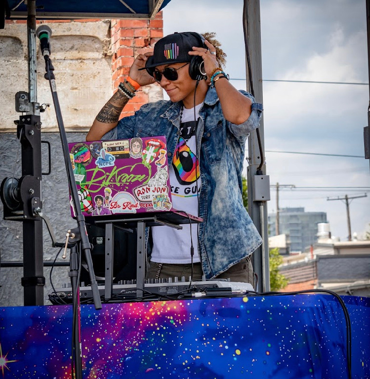 Fallon Schwab Davis DJing at an event