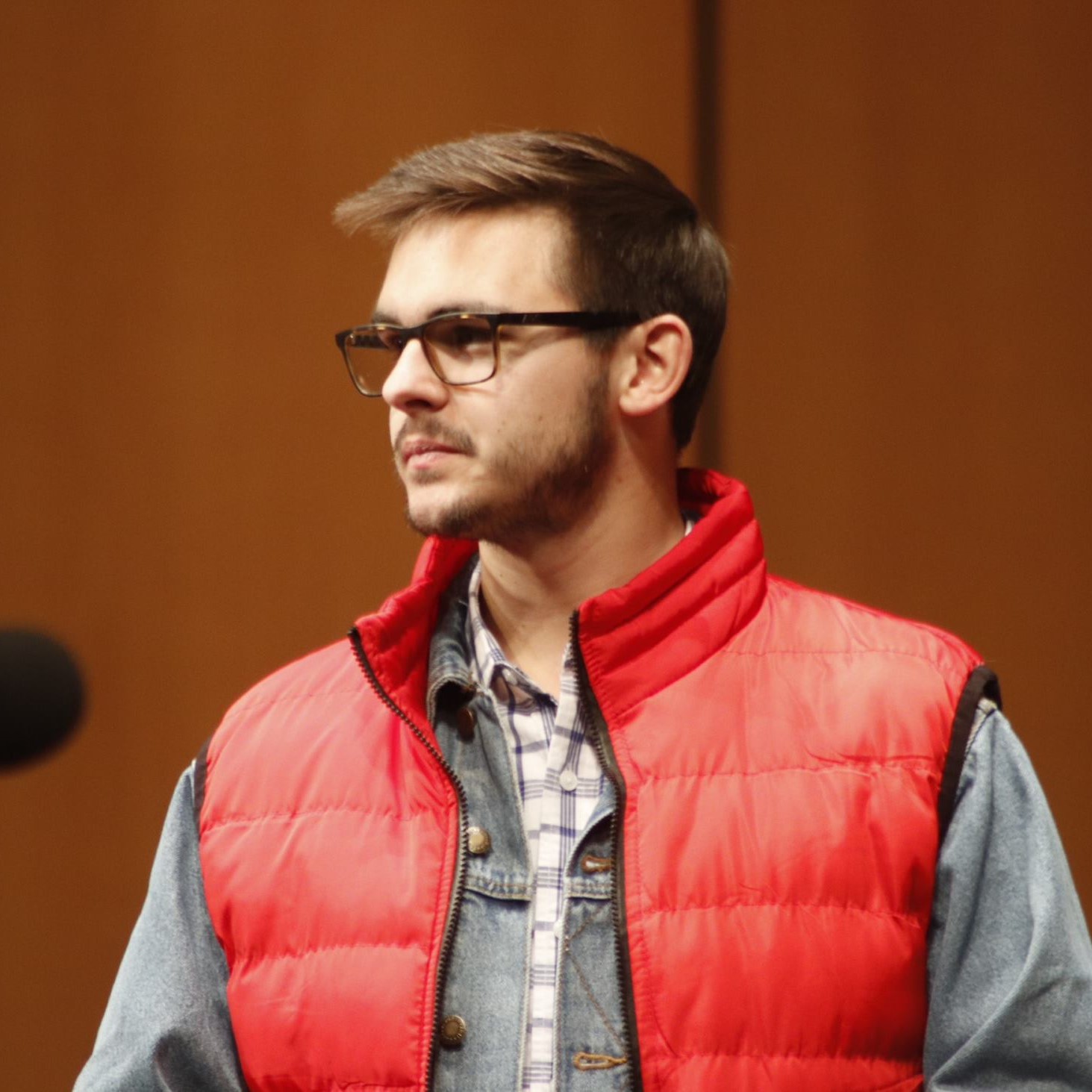 Ben Wykoff dressed as Marty McFly for the Alliance Symphony Orchestra Halloween Concert, 2022